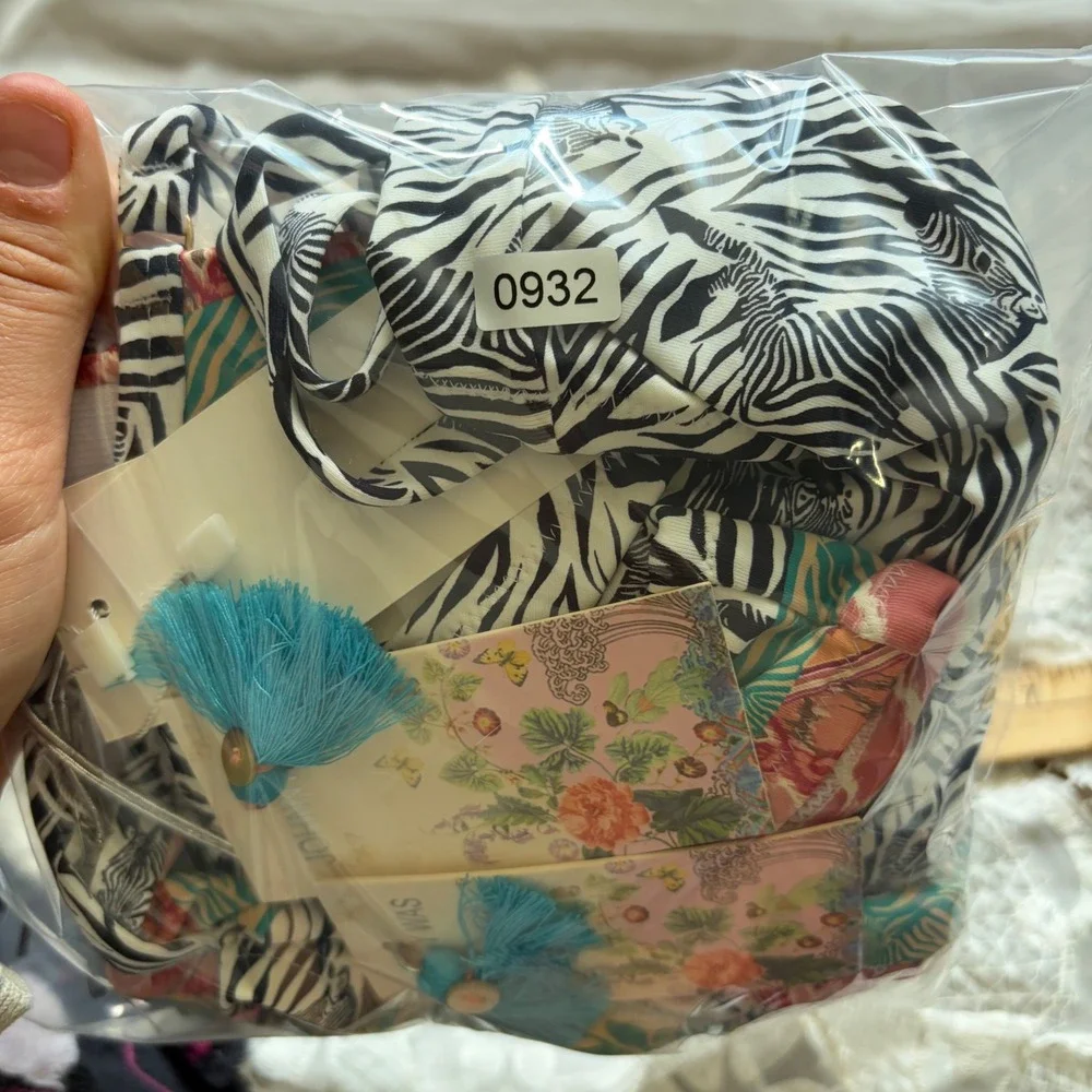 Johnny Was Zebra Twist Bikini Set Multi CSW7422-M CSW7322-M NWT Size M